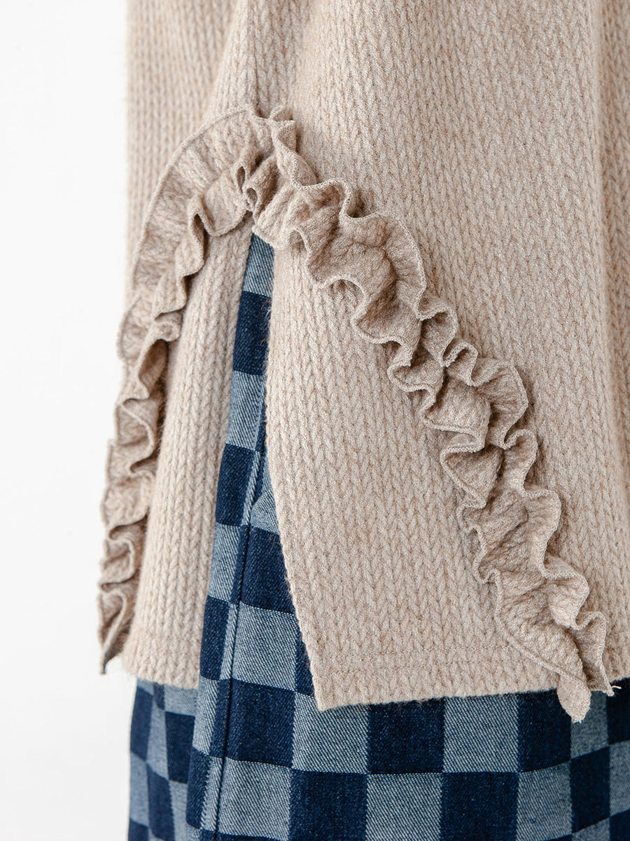 PLUS Size - Women Solid Color Knitted Long Sleeve Sweater