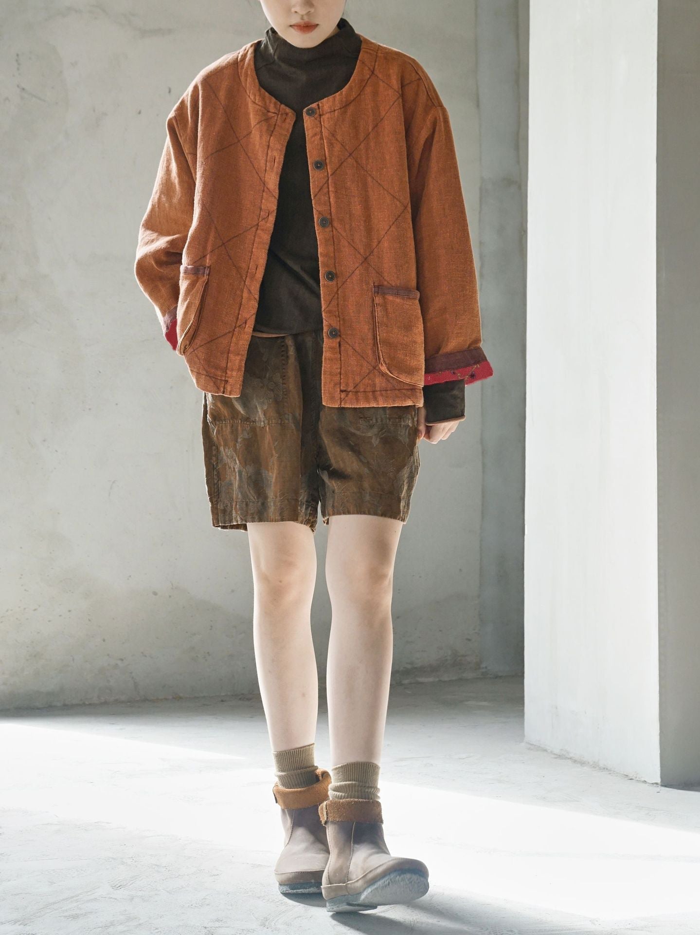 Plus Size Women Winter Vintage Linen Padded Pants