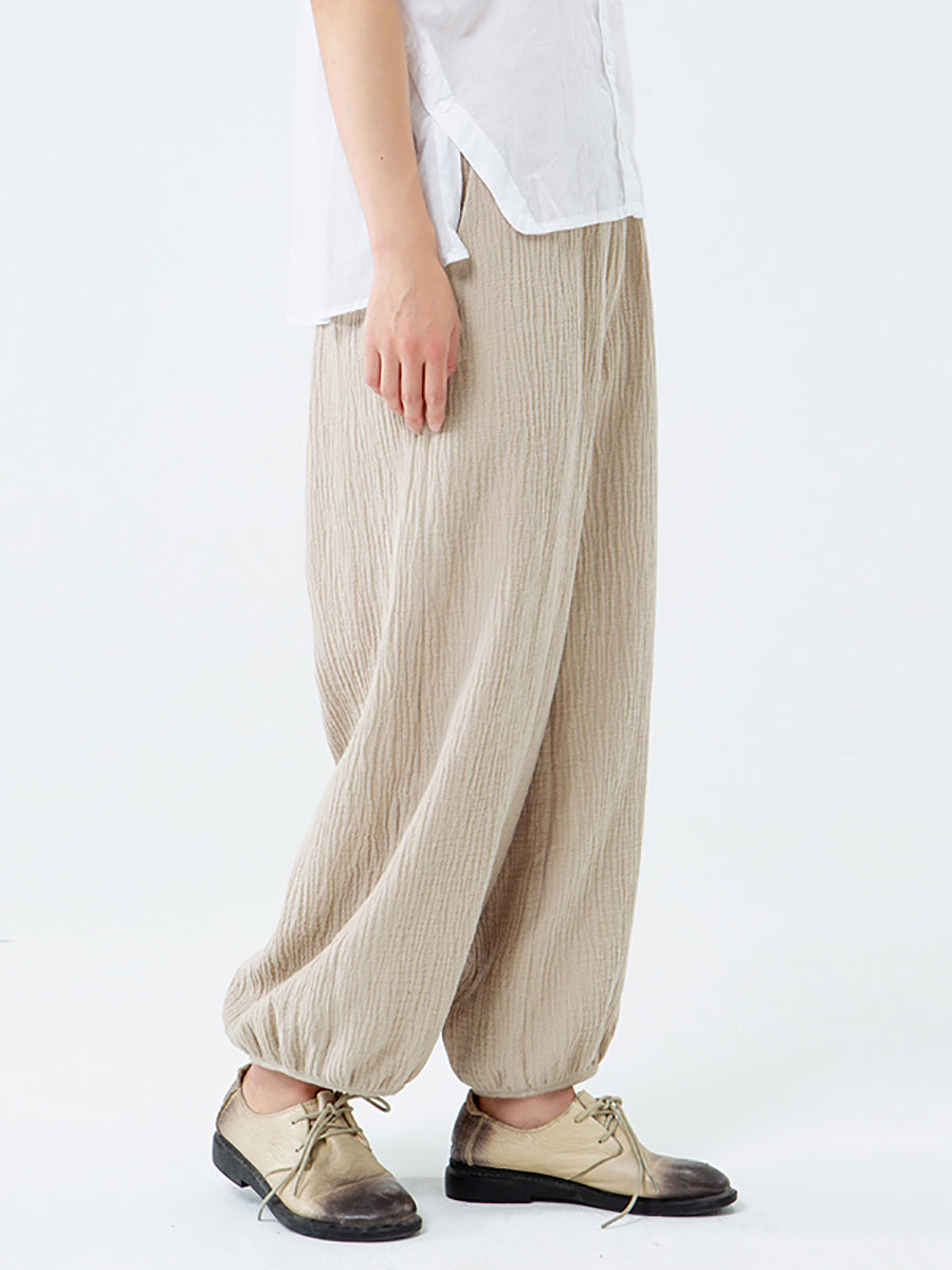 Plus Size Cotton Linen Pocket Pants
