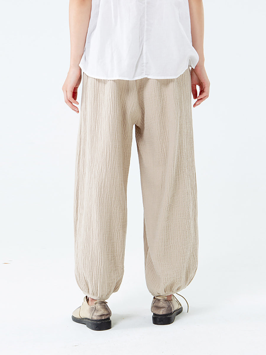 Plus Size Cotton Linen Pocket Pants