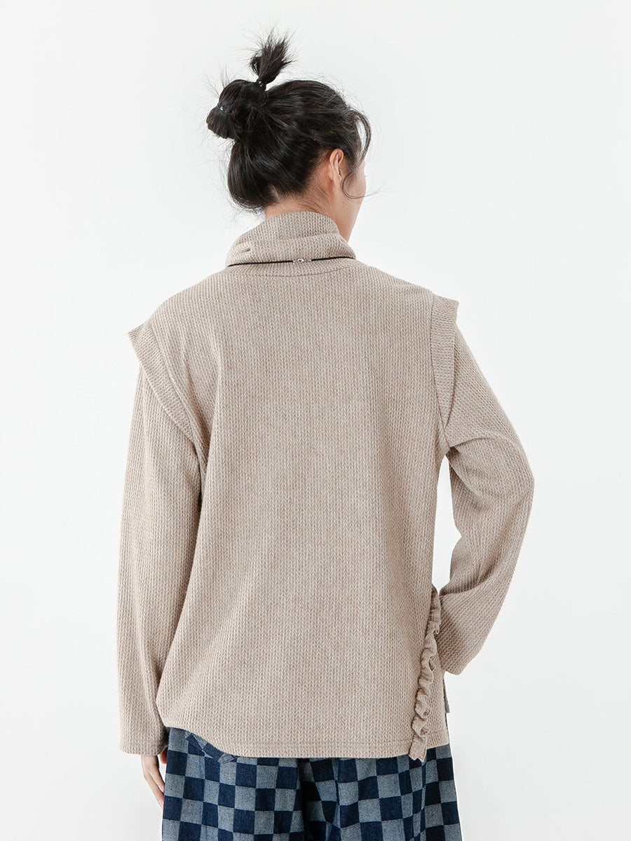 PLUS Size - Women Solid Color Knitted Long Sleeve Sweater