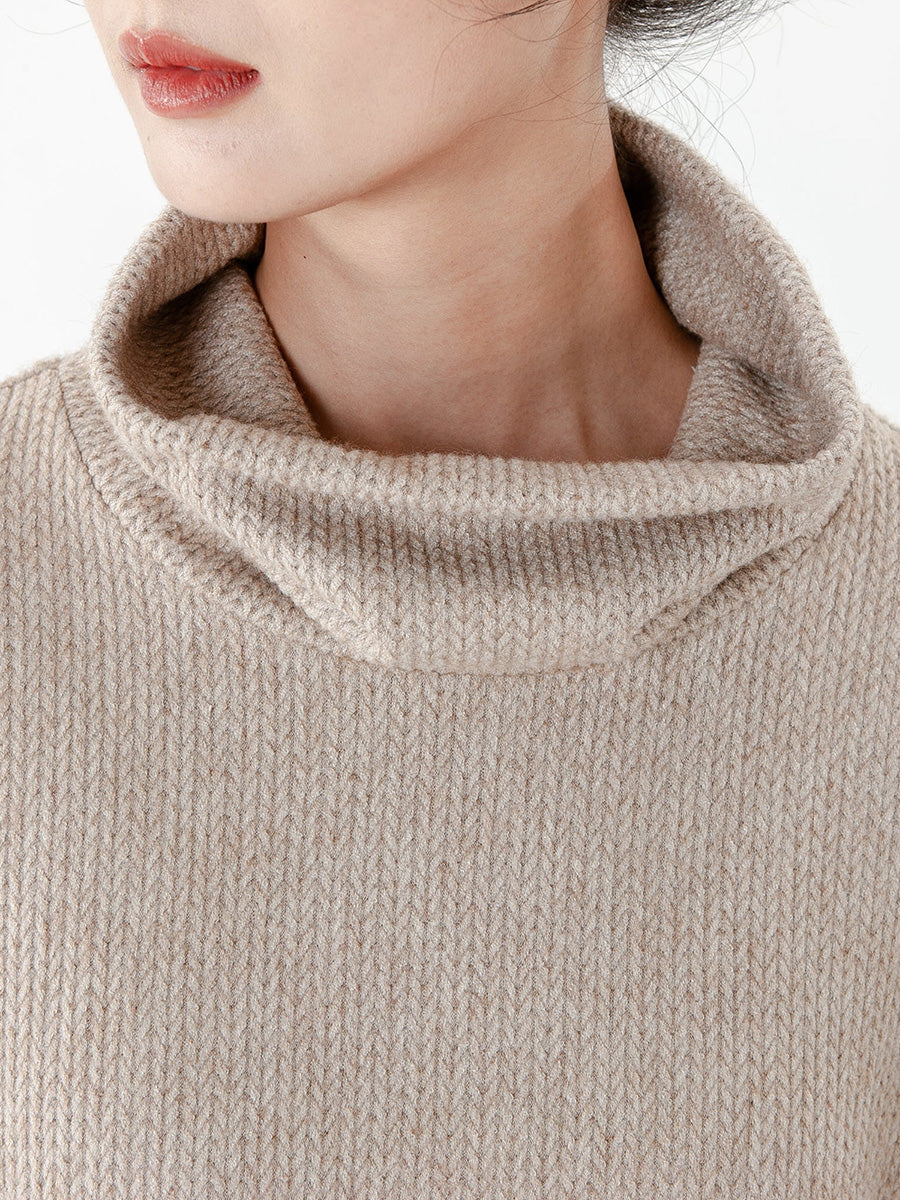 PLUS Size - Women Solid Color Knitted Long Sleeve Sweater