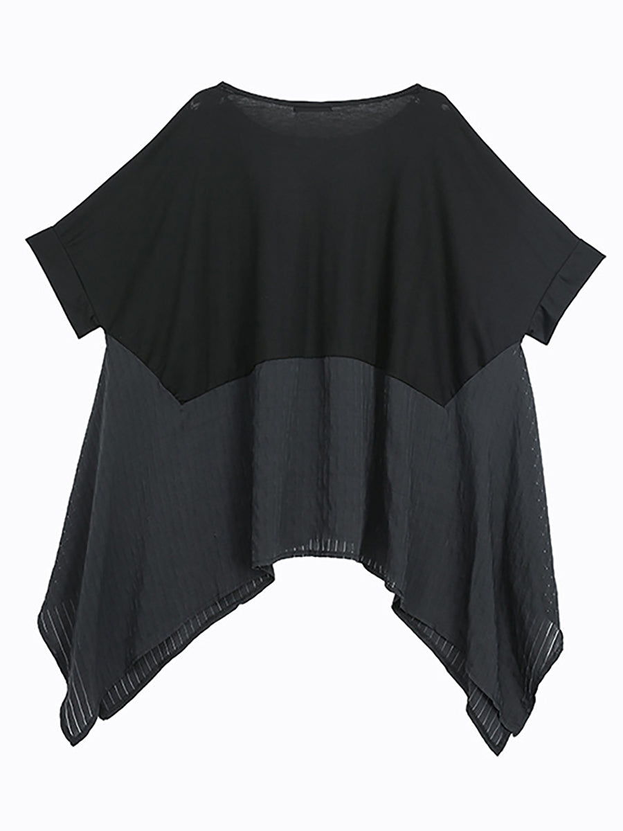 Plus Size - Summer Patchwork Casual Irregular T-shirt